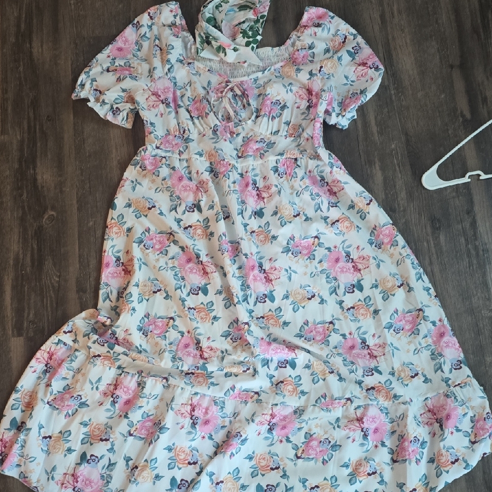 Floral Pink and White Women Dress